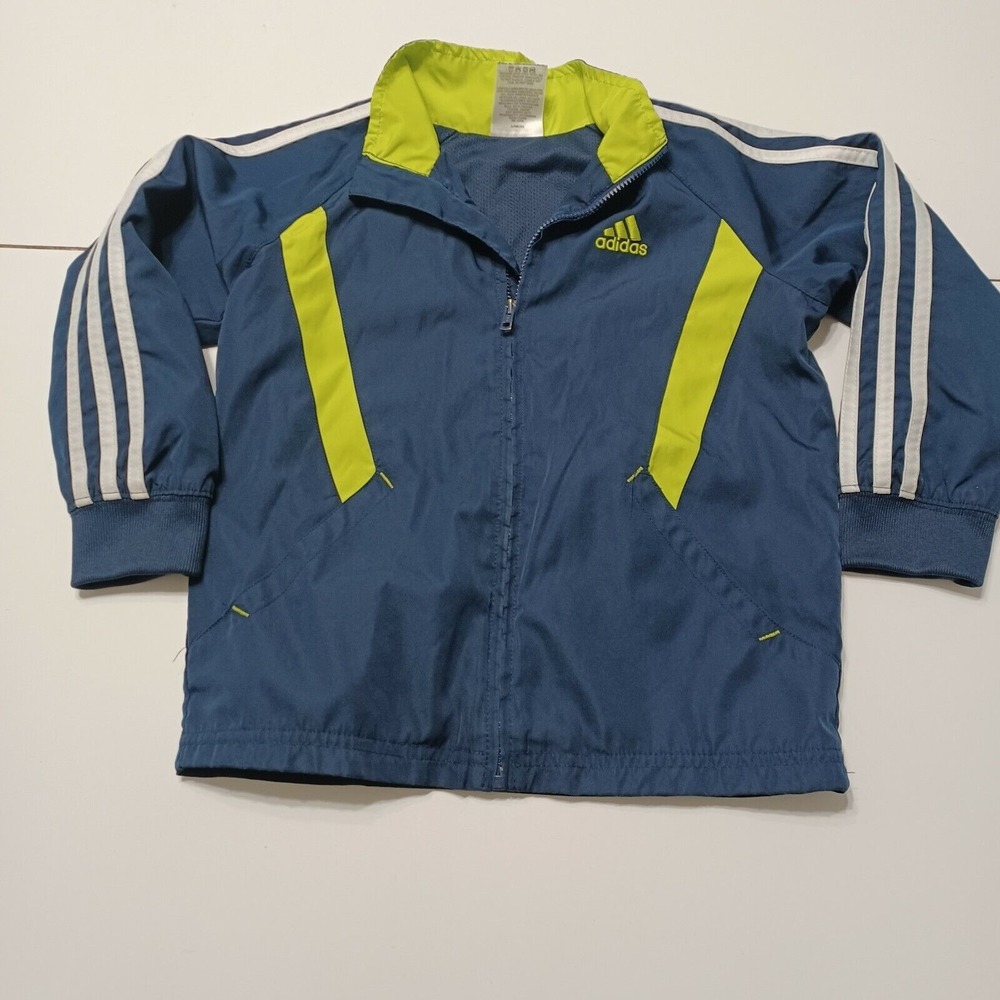 Adidas Boys 4T Windbreaker Long Sleeve Full Zip Up Pockets Mock Neck Mesh Lining